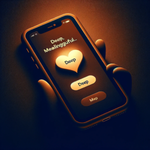 A more subdued and warm image of a phone with deep, meaningful messages displayed on the screen, symbolizing the depth and warmth of deep and meaningful